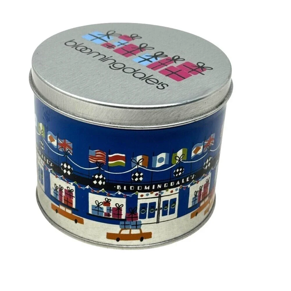 Bloomingdale's Holiday Storefront NYC Blue Soy Wax 2-Wick Scented Candle Tin